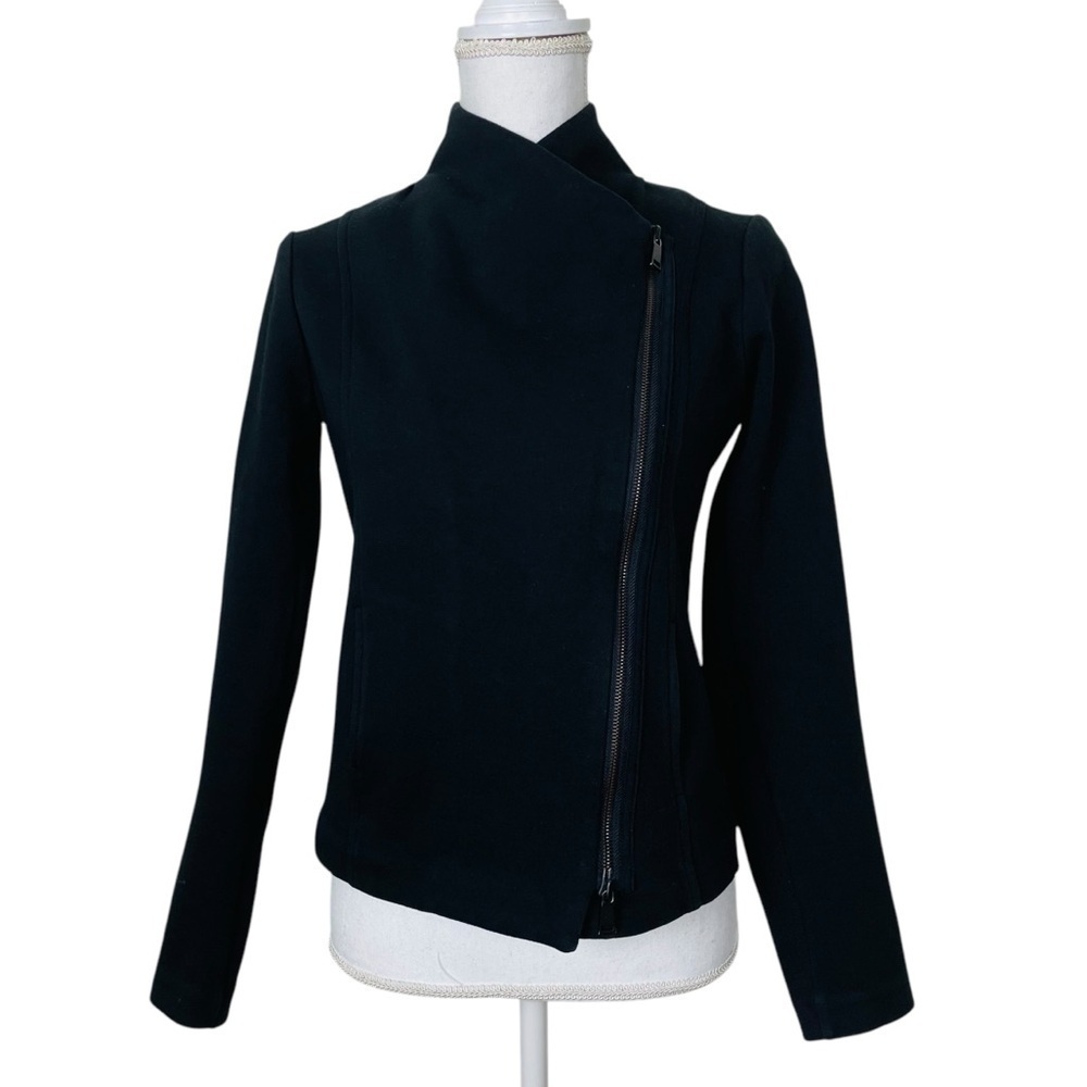 Vince Scuba Black Knit Moto Jacket Size Small - Picture 4 of 12
